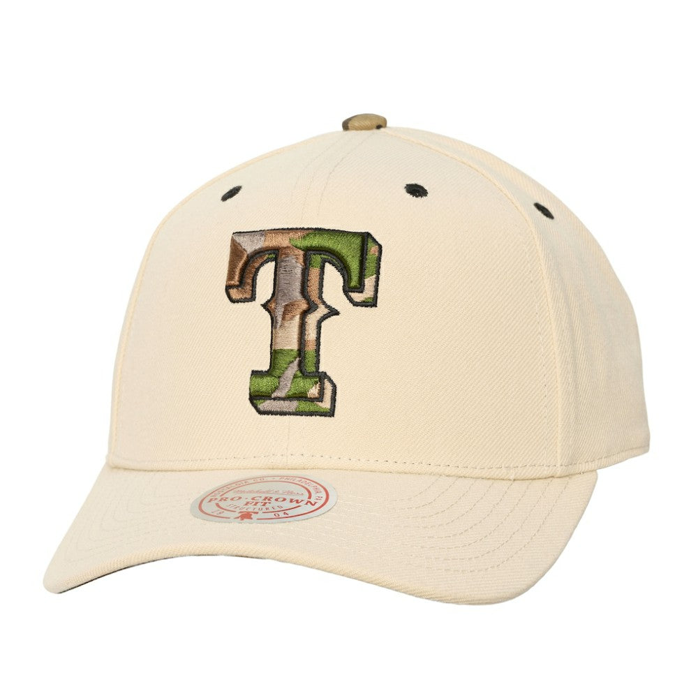 Texas Rangers Mitchell & Ness Unisex Camo Logo Pro Crown Snapback Hat On Sale