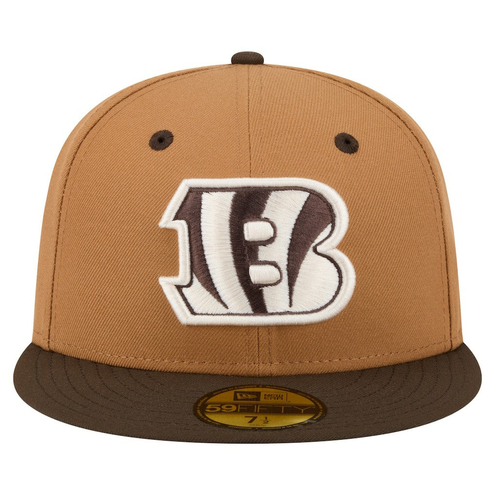 Cincinnati Bengals New Era Two-Tone Walnut 59FIFTY Fitted Hat Light Brown/Dark Brown - NFL