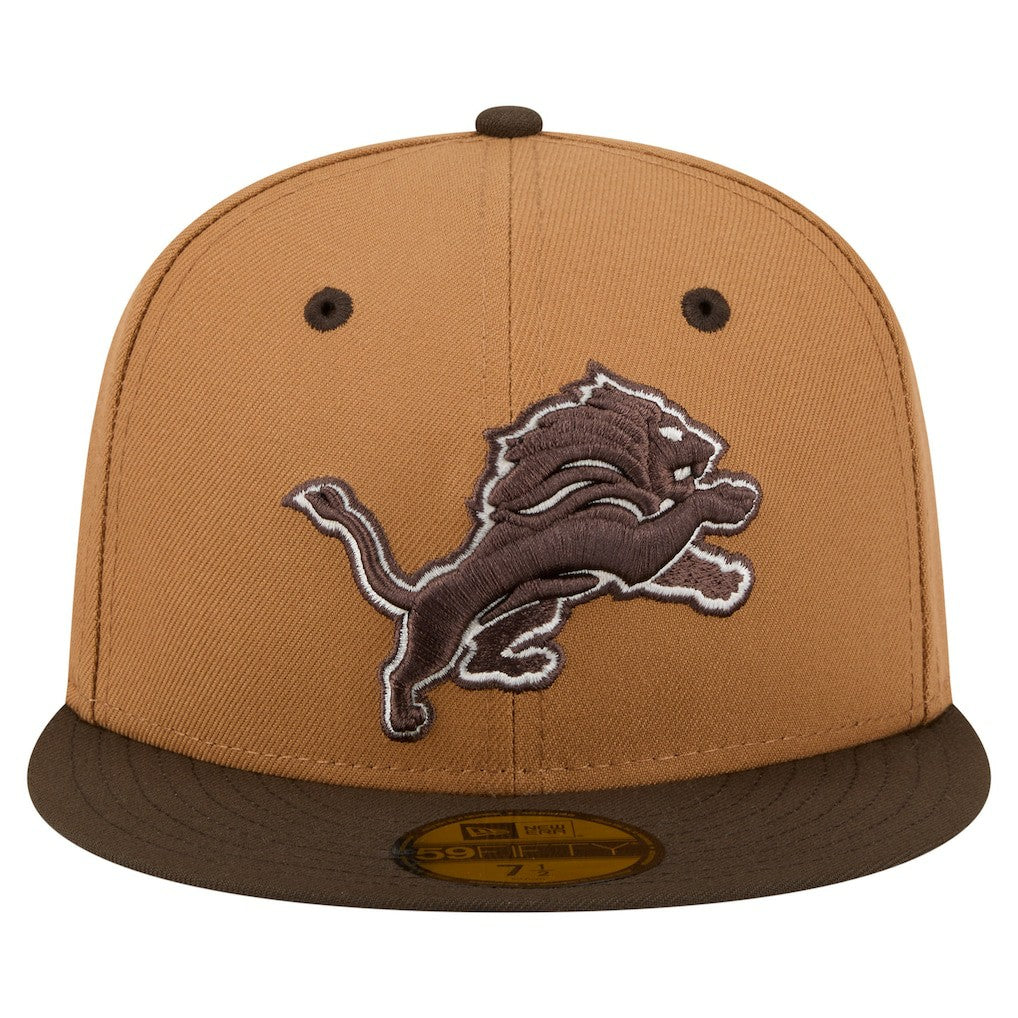 Detroit Lions New Era Two-Tone Walnut 59FIFTY Fitted Hat Light Brown/Dark Brown - NFL