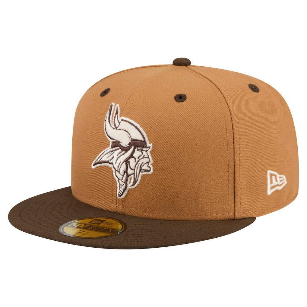 Minnesota Vikings New Era Two-Tone Walnut 59FIFTY Fitted Hat Light Brown/Dark Brown - NFL