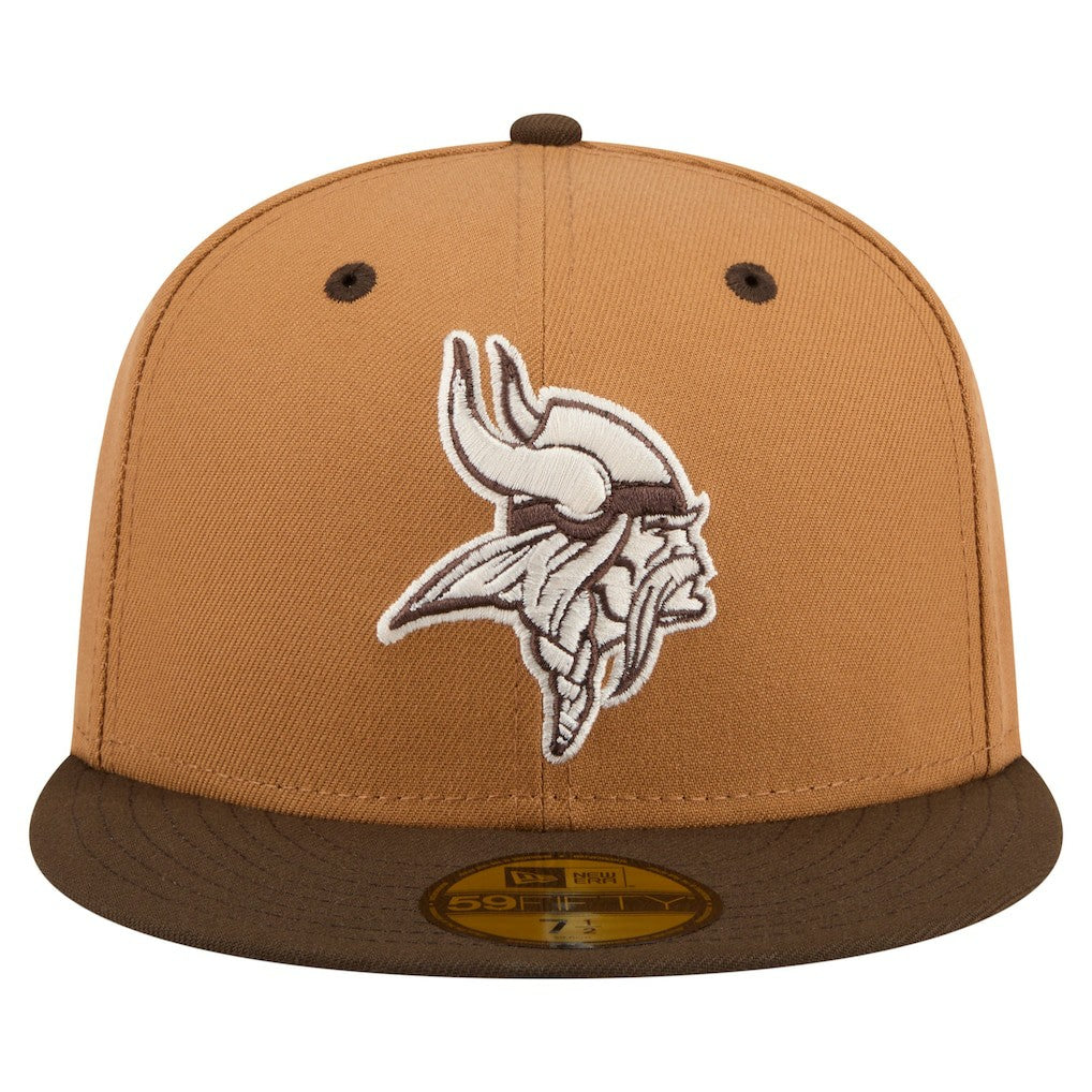 Minnesota Vikings New Era Two-Tone Walnut 59FIFTY Fitted Hat Light Brown/Dark Brown - NFL