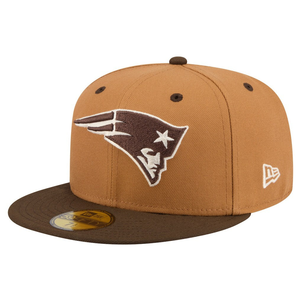 New England Patriots New Era Two-Tone Walnut 59FIFTY Fitted Hat Light Brown/Dark Brown - NFL