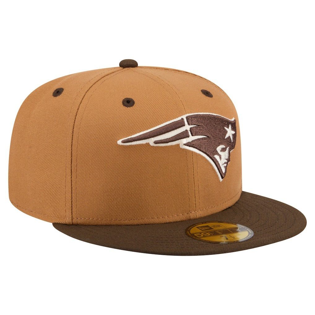 New England Patriots New Era Two-Tone Walnut 59FIFTY Fitted Hat Light Brown/Dark Brown - NFL