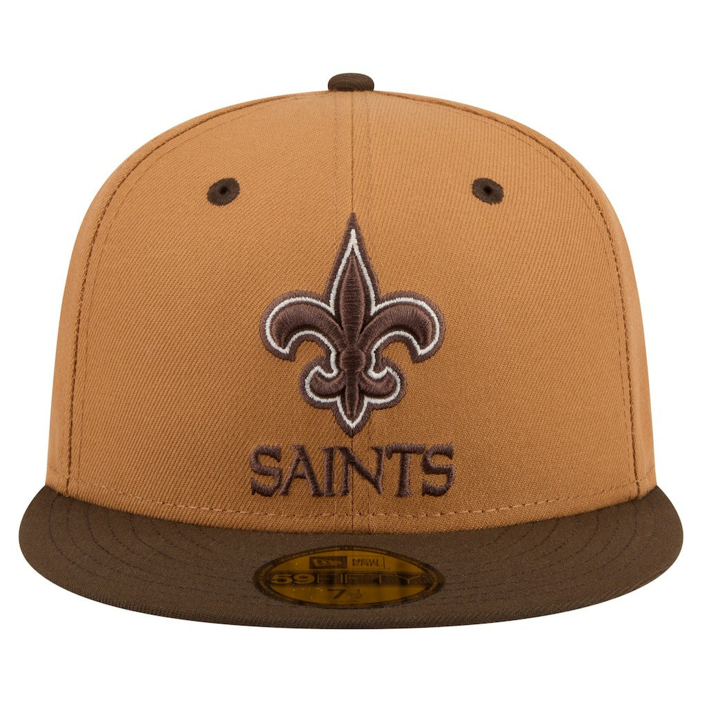 New Orleans Saints New Era Two-Tone Walnut 59FIFTY Fitted Hat Light Brown/Dark Brown - NFL