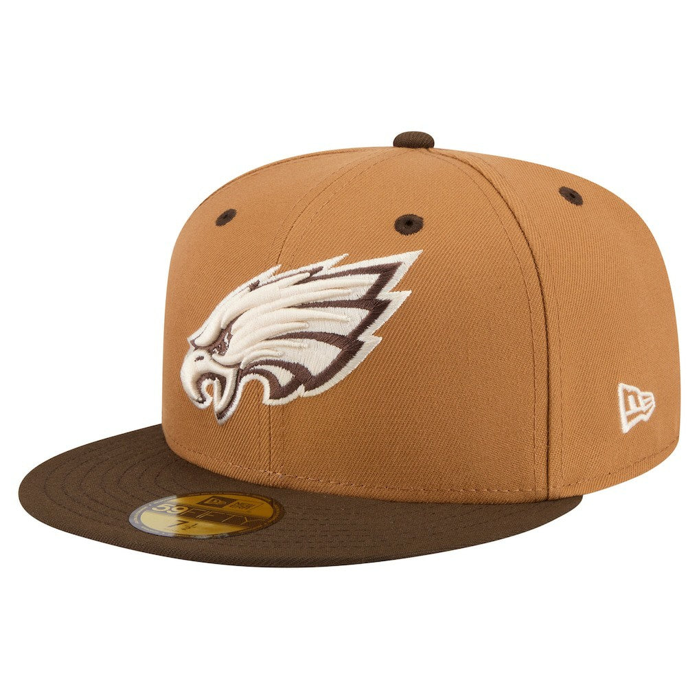 Philadelphia Eagles New Era Two-Tone Walnut 59FIFTY Fitted Hat Light Brown/Dark Brown - NFL