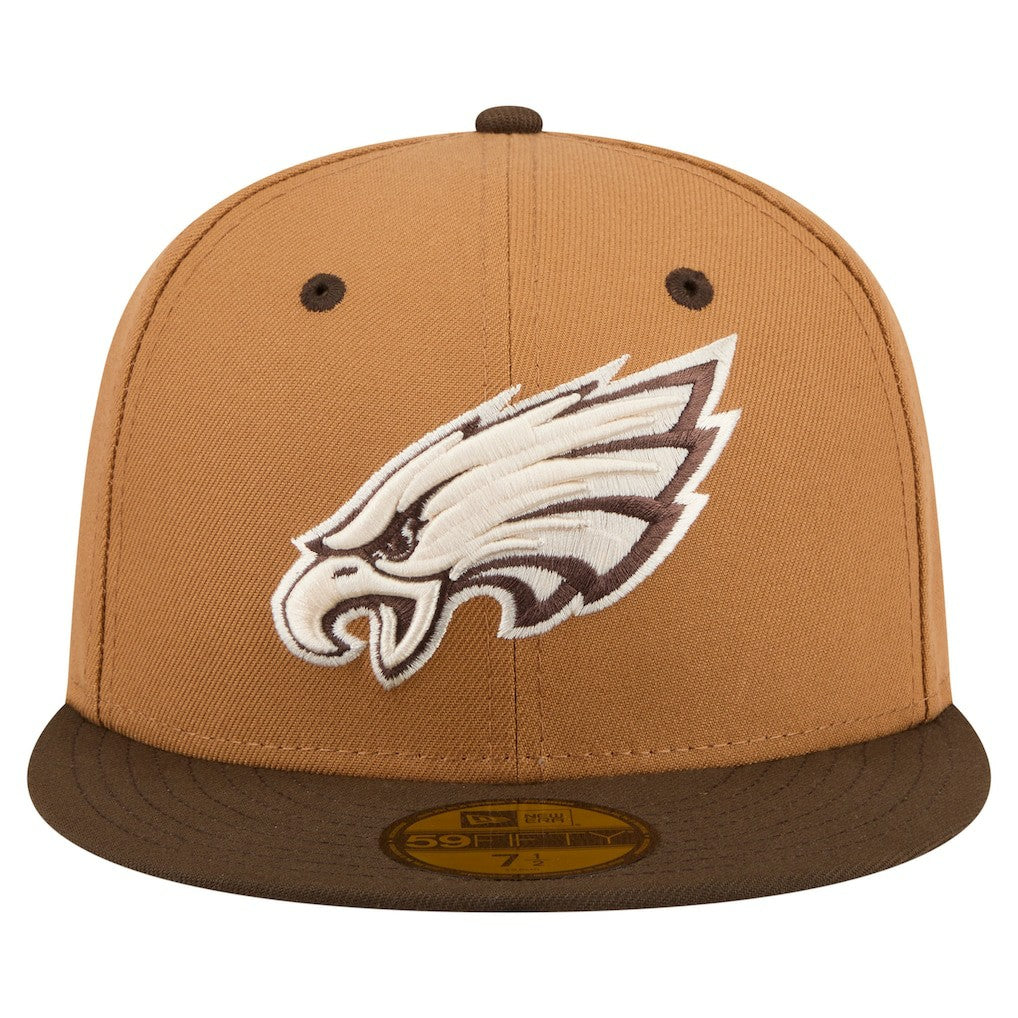 Philadelphia Eagles New Era Two-Tone Walnut 59FIFTY Fitted Hat Light Brown/Dark Brown - NFL