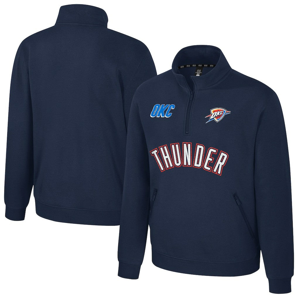 NBA - Oklahoma City Thunder Stadium Essentials Unisex First Team Trainer Quarter-Zip Pullover - Navy