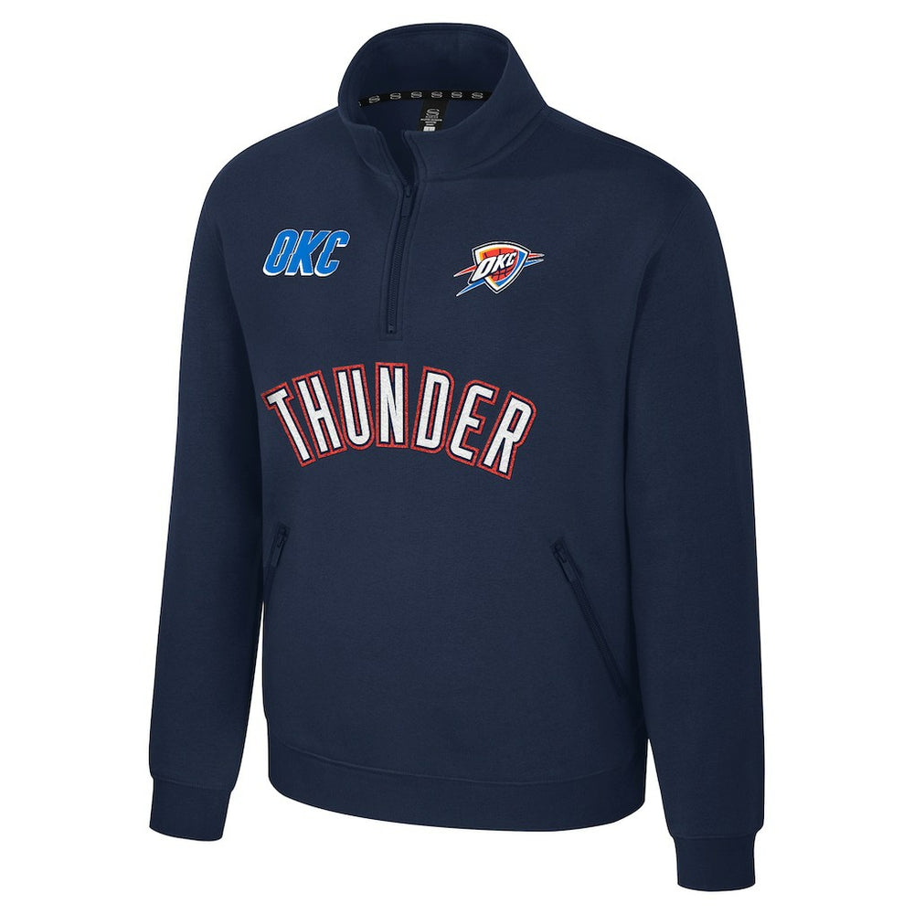 NBA - Oklahoma City Thunder Stadium Essentials Unisex First Team Trainer Quarter-Zip Pullover - Navy