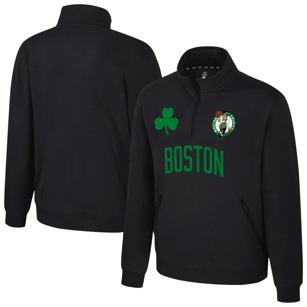 NBA - Boston Celtics Stadium Essentials Unisex First Team Trainer Quarter-Zip Pullover - Black