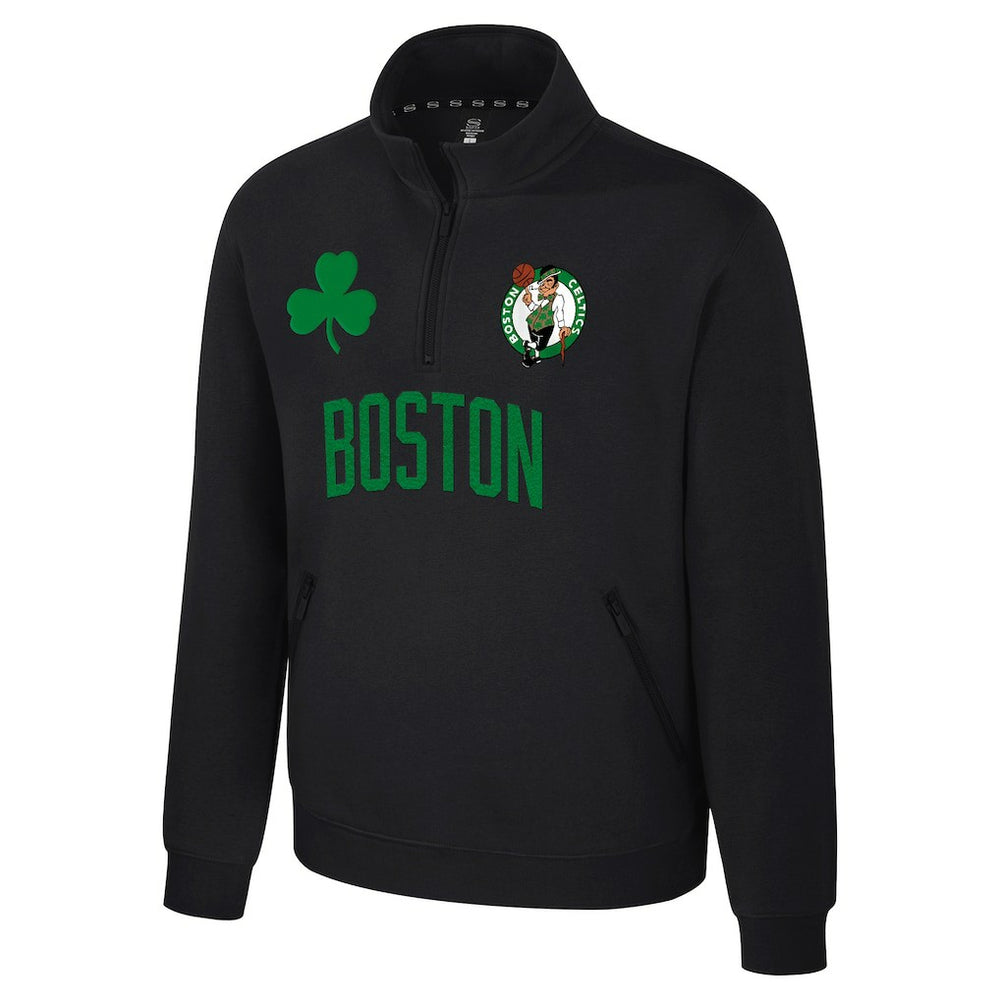NBA - Boston Celtics Stadium Essentials Unisex First Team Trainer Quarter-Zip Pullover - Black