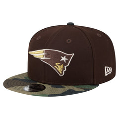 New England Patriots Adult Burnt Wood Camo 9FIFTY Snapback Hat Dark Brown - NFL