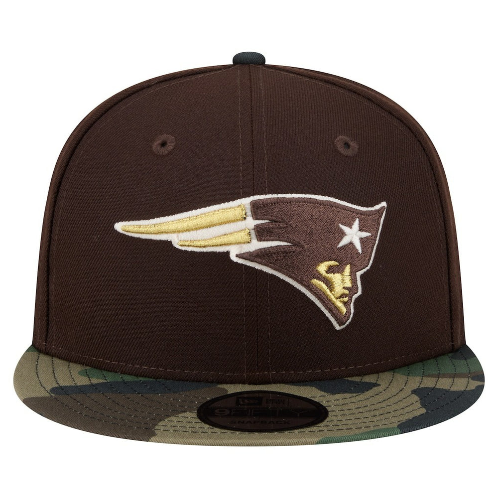 New England Patriots Adult Burnt Wood Camo 9FIFTY Snapback Hat Dark Brown - NFL