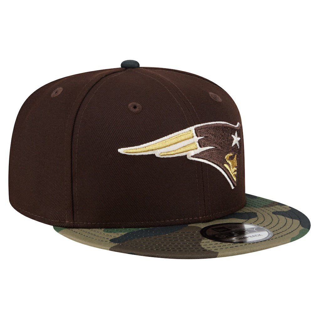 New England Patriots Adult Burnt Wood Camo 9FIFTY Snapback Hat Dark Brown - NFL