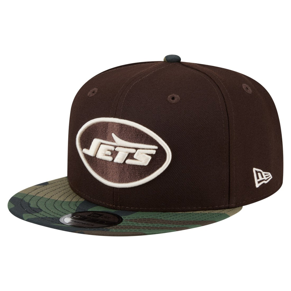 New York Jets Adult Burnt Wood Camo 9FIFTY Snapback Hat Dark Brown - NFL