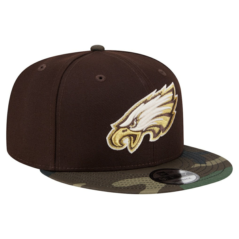 Philadelphia Eagles Adult Burnt Wood Camo 9FIFTY Snapback Hat Dark Brown - NFL