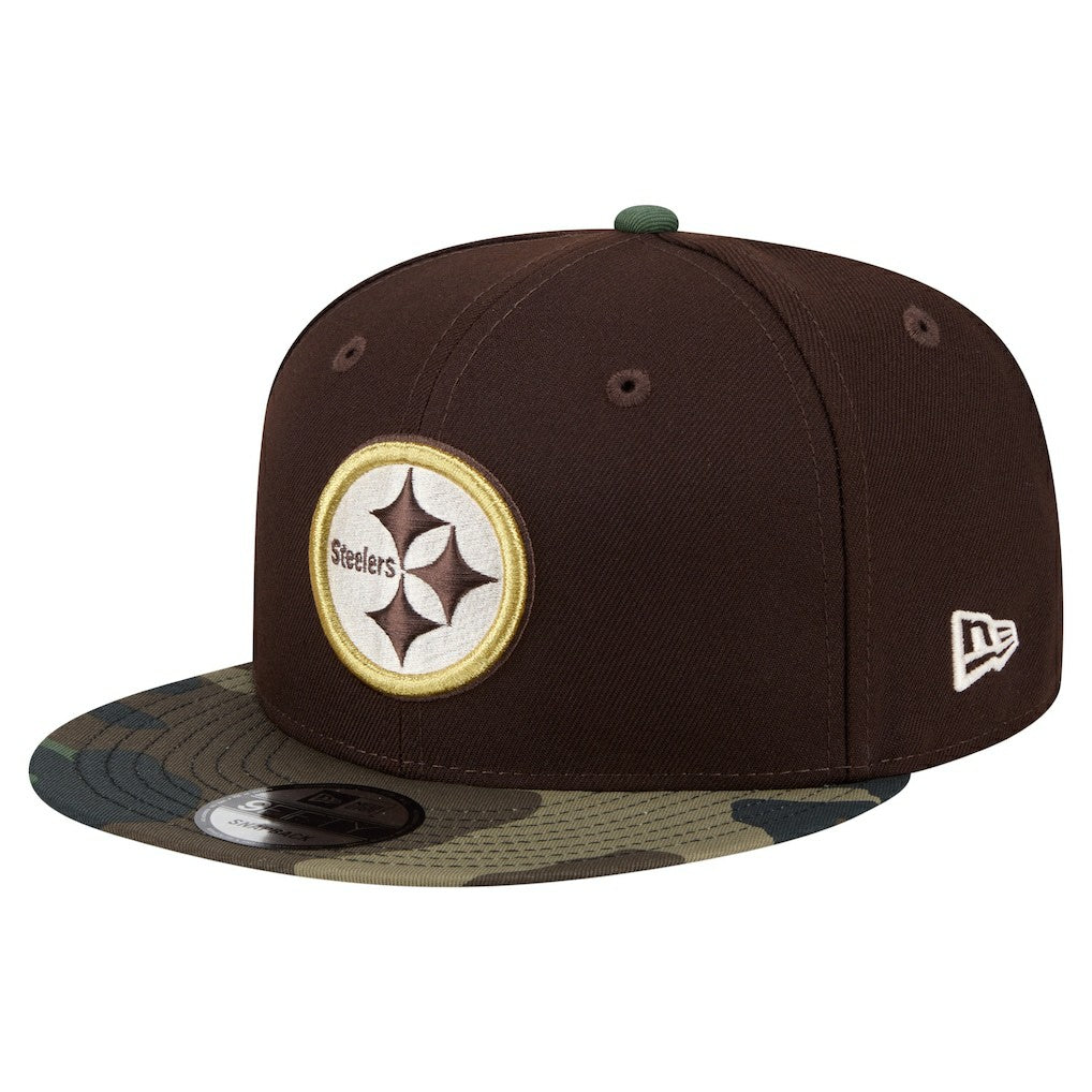Pittsburgh Steelers Adult Burnt Wood Camo 9FIFTY Snapback Hat Dark Brown - NFL