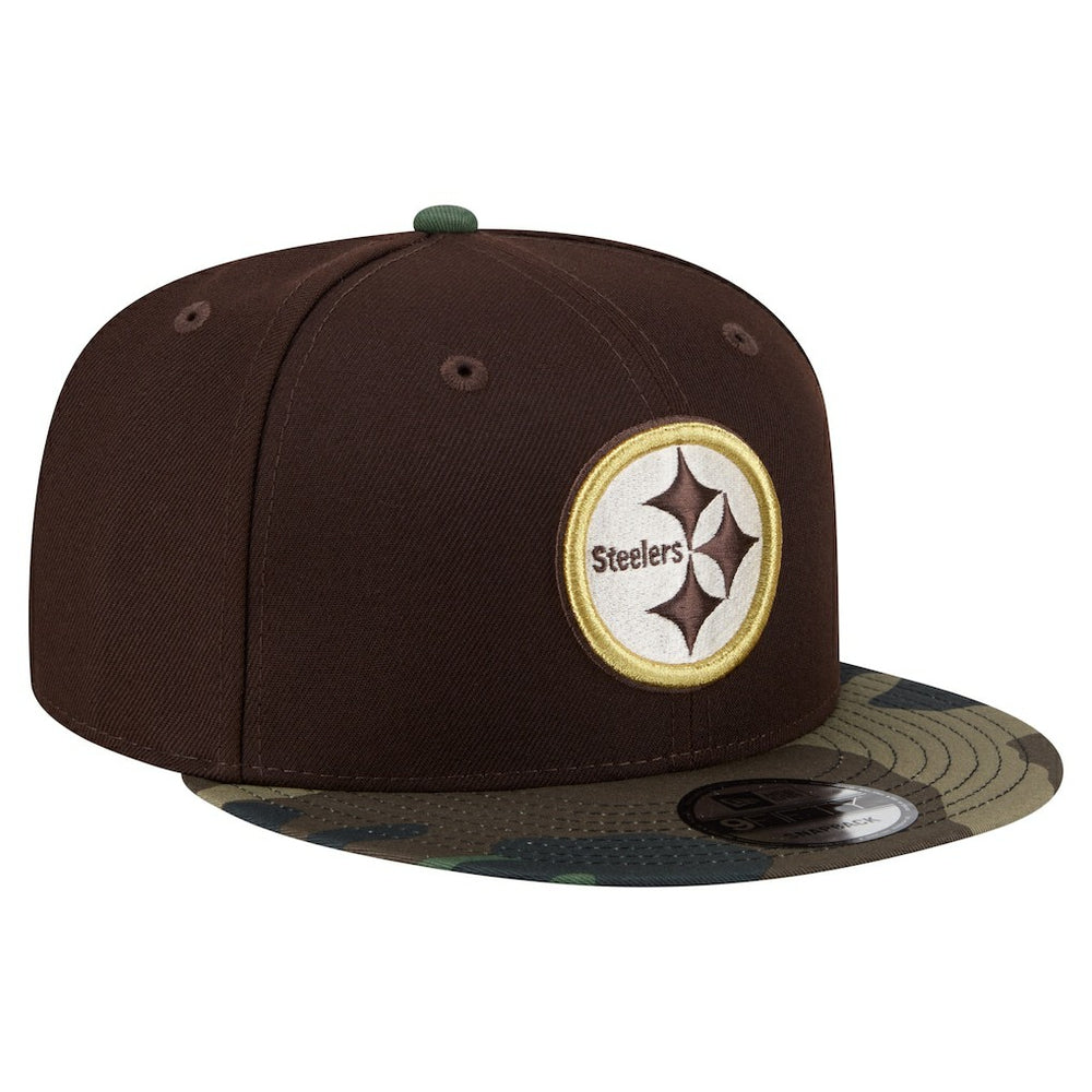 Pittsburgh Steelers Adult Burnt Wood Camo 9FIFTY Snapback Hat Dark Brown - NFL