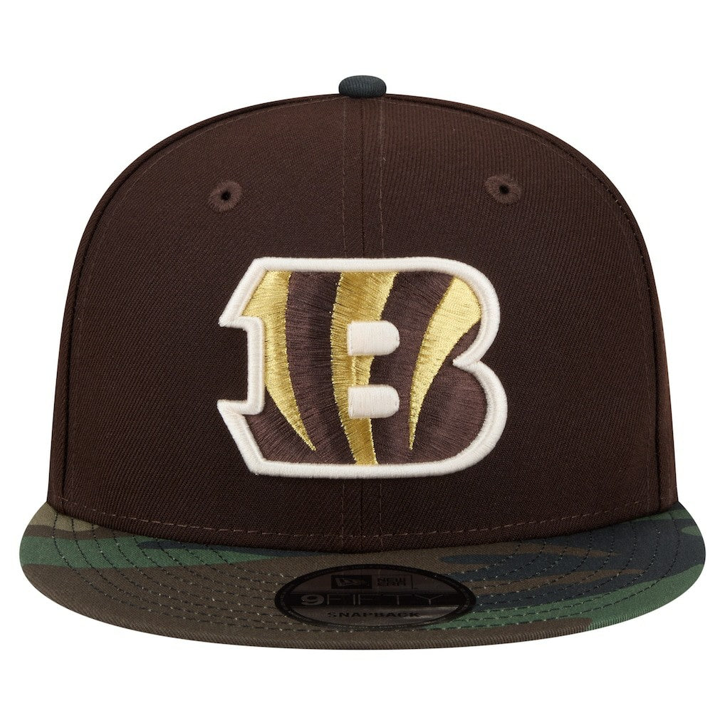 Cincinnati Bengals Adult Burnt Wood Camo 9FIFTY Snapback Hat Dark Brown - NFL