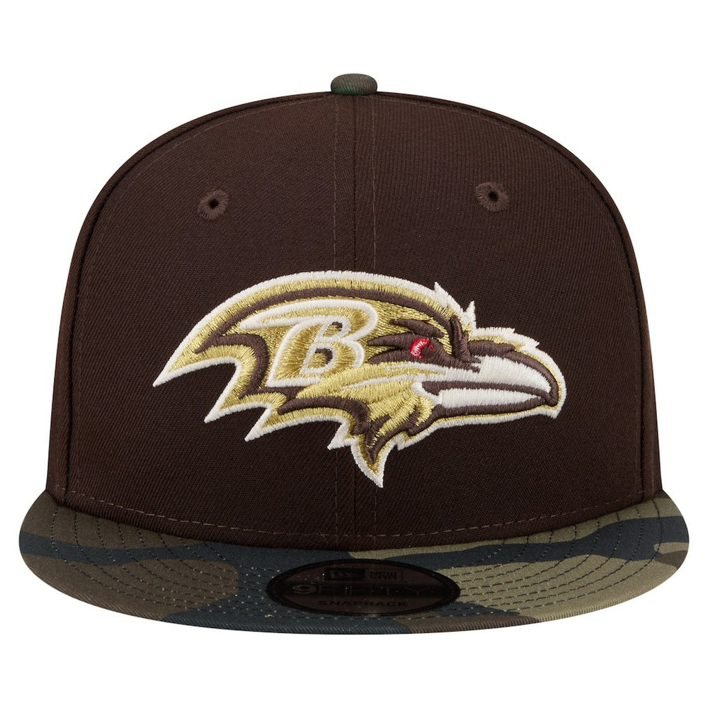 Baltimore Ravens Adult Burnt Wood Camo 9FIFTY Snapback Hat Dark Brown - NFL