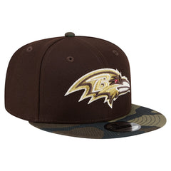 Baltimore Ravens Adult Burnt Wood Camo 9FIFTY Snapback Hat Dark Brown - NFL