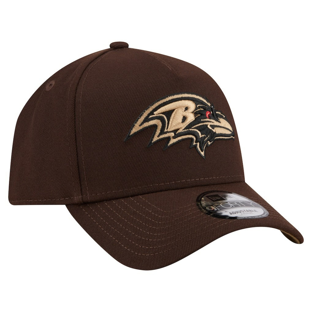 Baltimore Ravens New Era Burnt Wood A-Frame 9FORTY Adjustable Hat Dark Brown - NFL