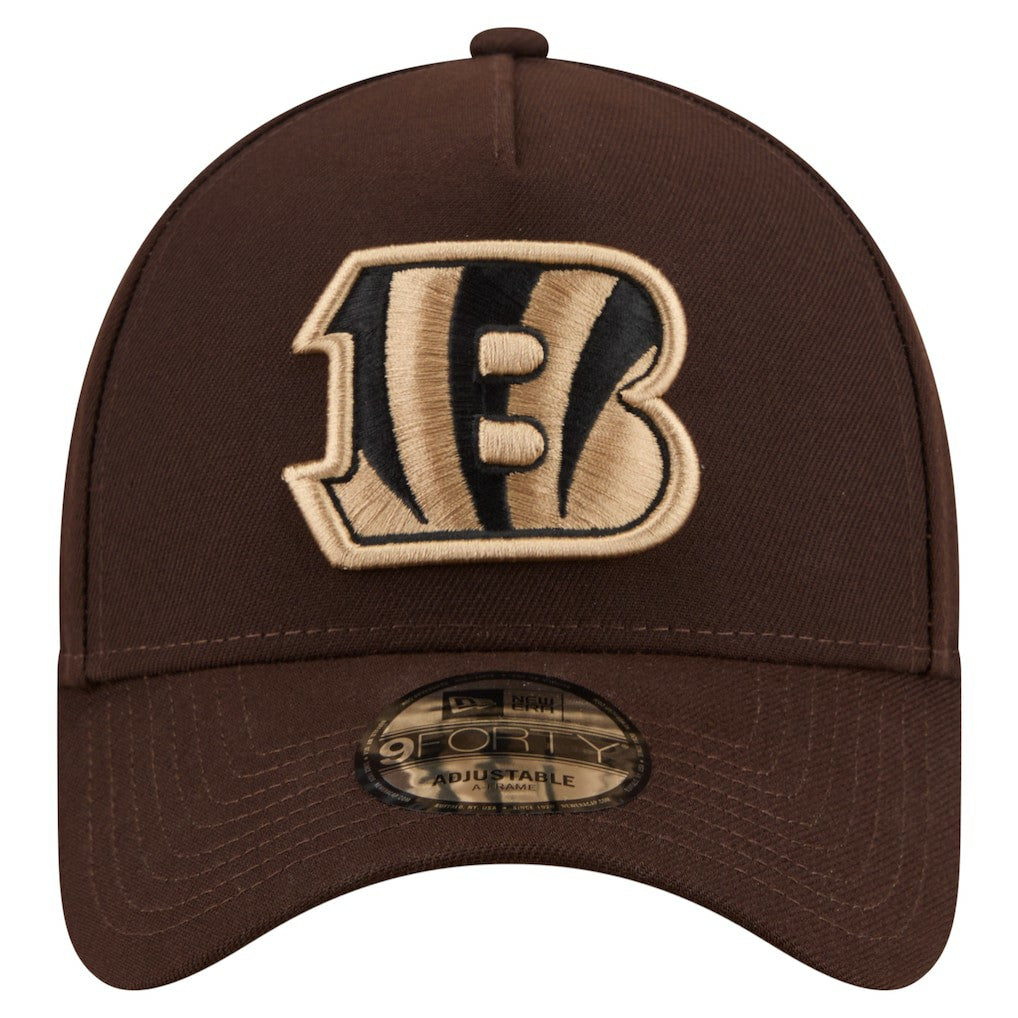 Cincinnati Bengals New Era Burnt Wood A-Frame 9FORTY Adjustable Hat Dark Brown - NFL
