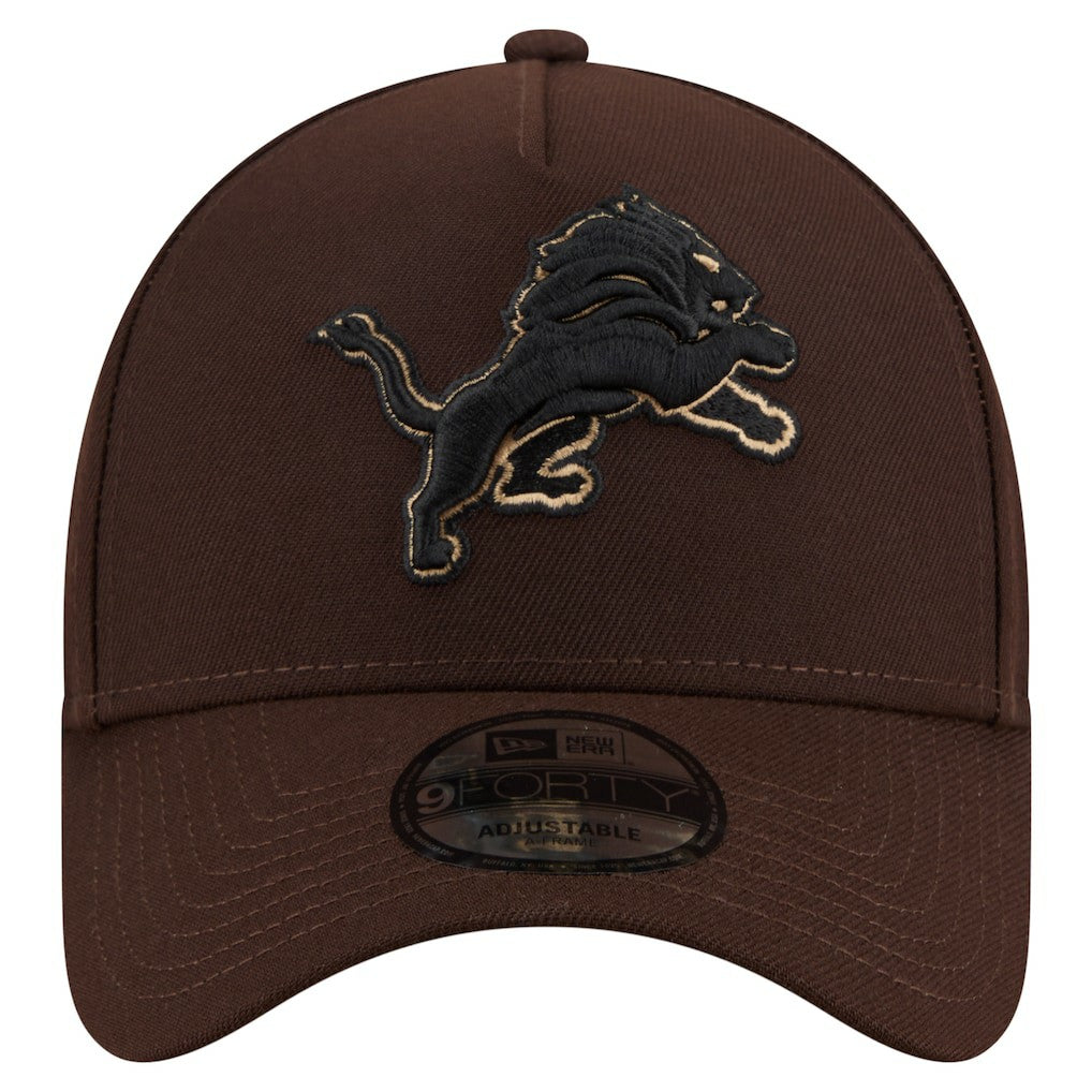 Detroit Lions New Era Burnt Wood A-Frame 9FORTY Adjustable Hat Dark Brown - NFL