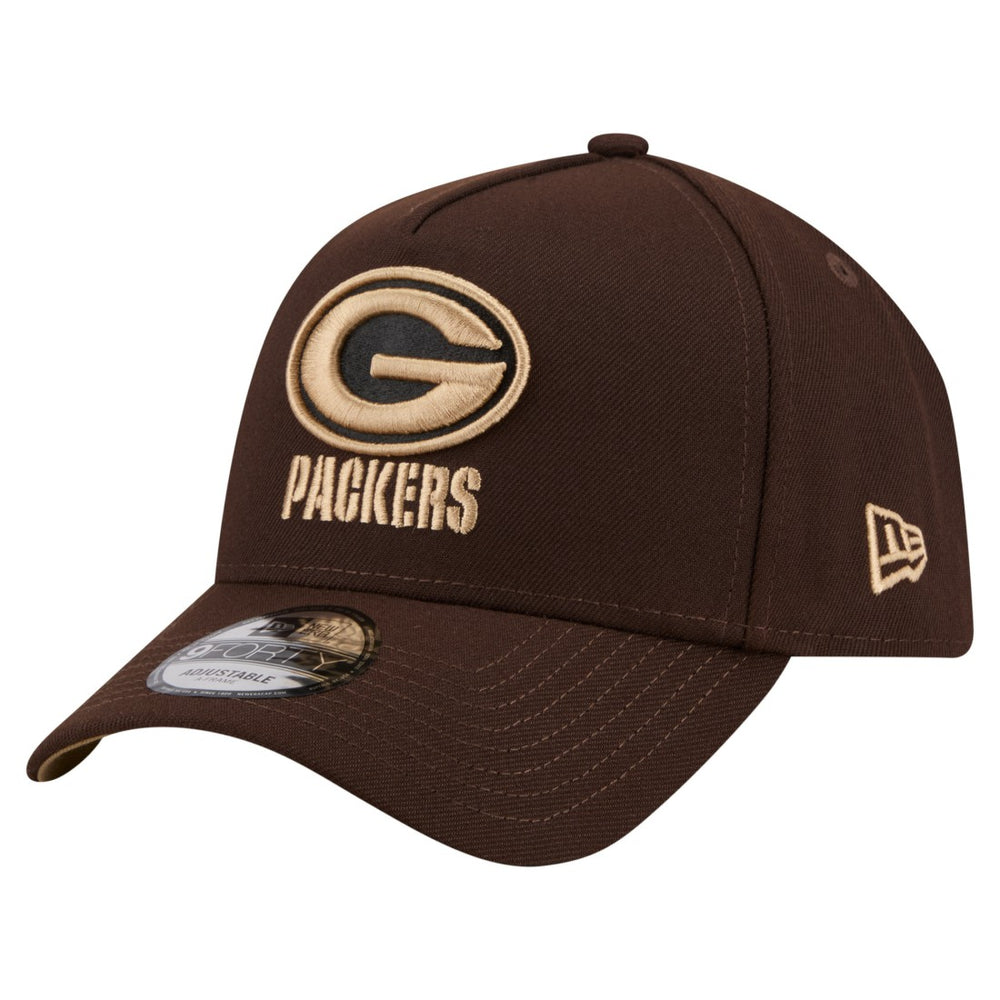 Green Bay Packers New Era Burnt Wood A-Frame 9FORTY Adjustable Hat Dark Brown - NFL