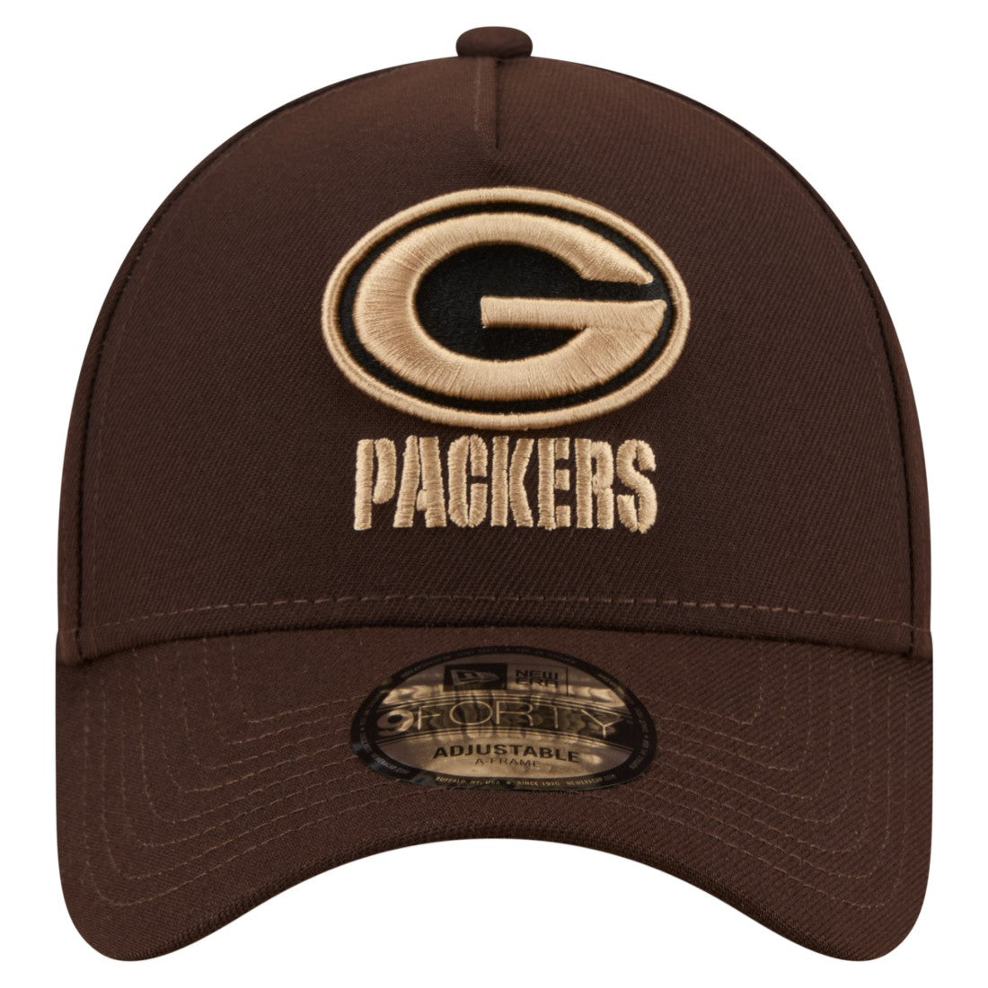 Green Bay Packers New Era Burnt Wood A-Frame 9FORTY Adjustable Hat Dark Brown - NFL