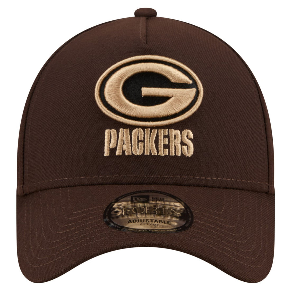 Green Bay Packers New Era Burnt Wood A-Frame 9FORTY Adjustable Hat Dark Brown - NFL