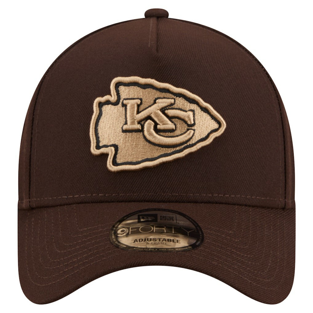 Kansas City Chiefs New Era Burnt Wood A-Frame 9FORTY Adjustable Hat Dark Brown - NFL