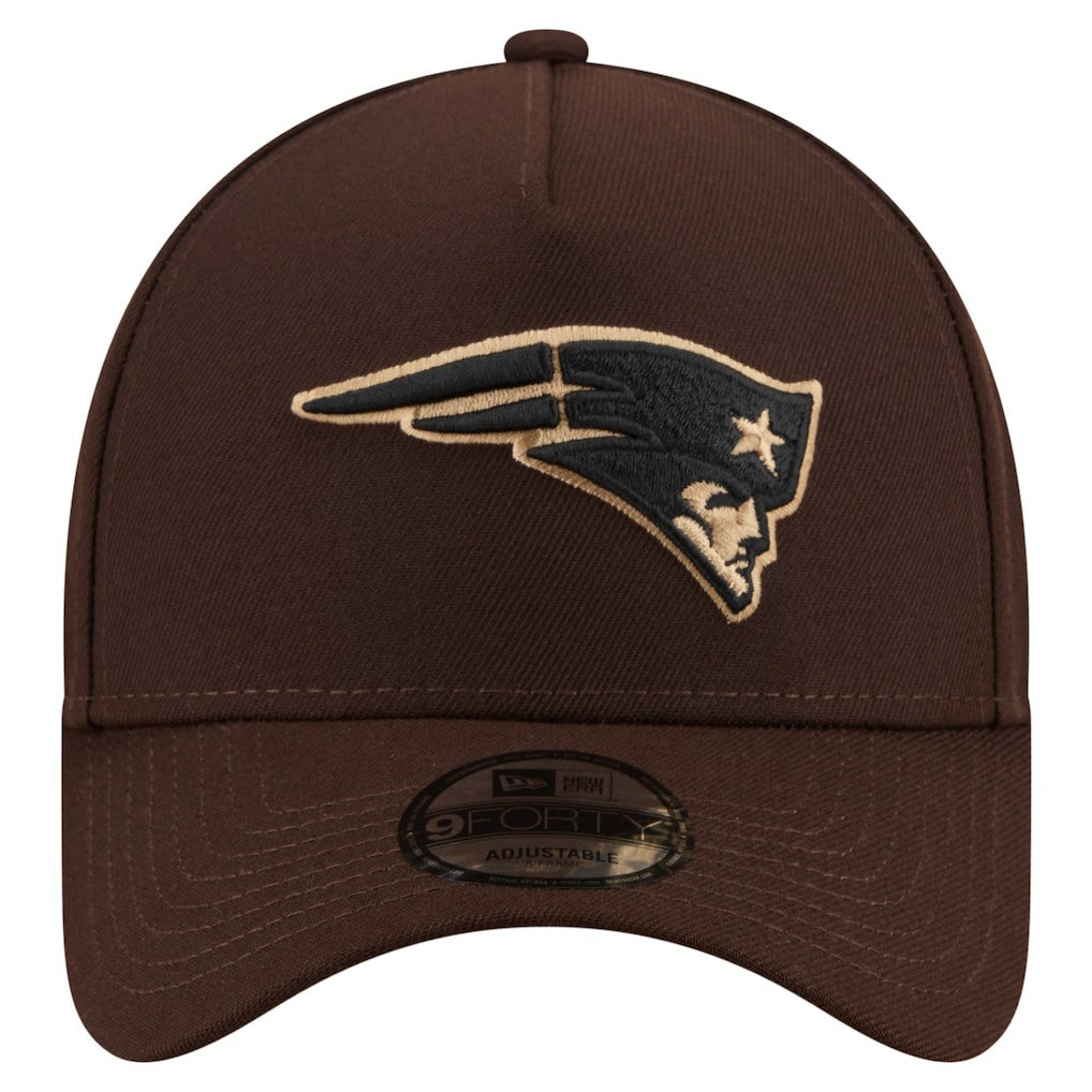 New England Patriots New Era Burnt Wood A-Frame 9FORTY Adjustable Hat Dark Brown - NFL