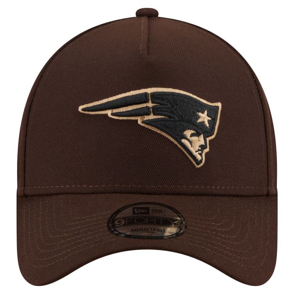 New England Patriots New Era Burnt Wood A-Frame 9FORTY Adjustable Hat Dark Brown - NFL