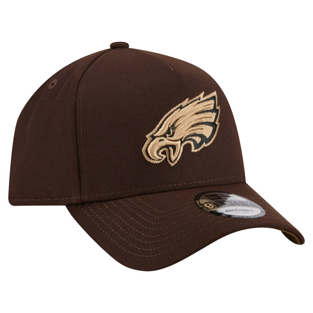 Philadelphia Eagles New Era Burnt Wood A-Frame 9FORTY Adjustable Hat Dark Brown - NFL