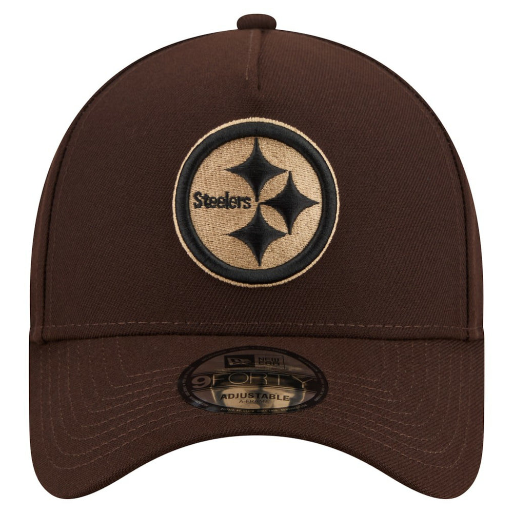 Pittsburgh Steelers New Era Burnt Wood A-Frame 9FORTY Adjustable Hat Dark Brown - NFL