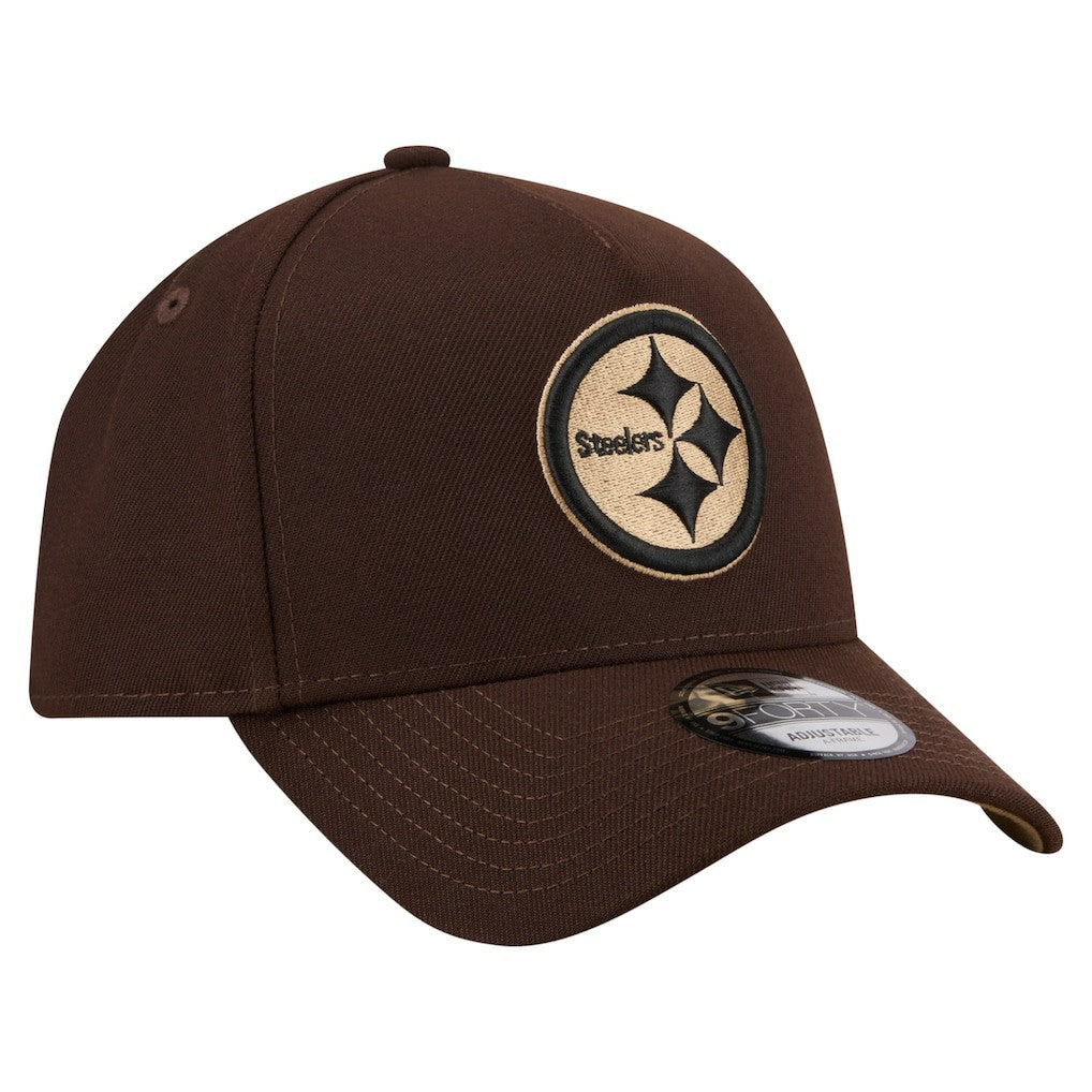 Pittsburgh Steelers New Era Burnt Wood A-Frame 9FORTY Adjustable Hat Dark Brown - NFL