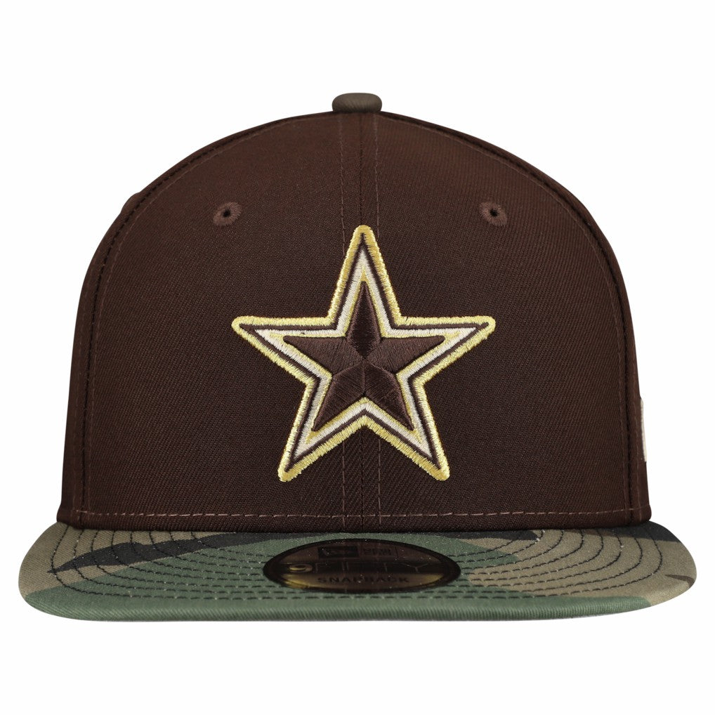 Dallas Cowboys Adult Burnt Wood Camo 9FIFTY Snapback Hat Dark Brown - NFL