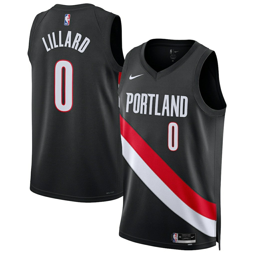 Nike - Damian Lillard Portland Trail Blazers Unisex Swingman Player Jersey - Icon Editi- Black