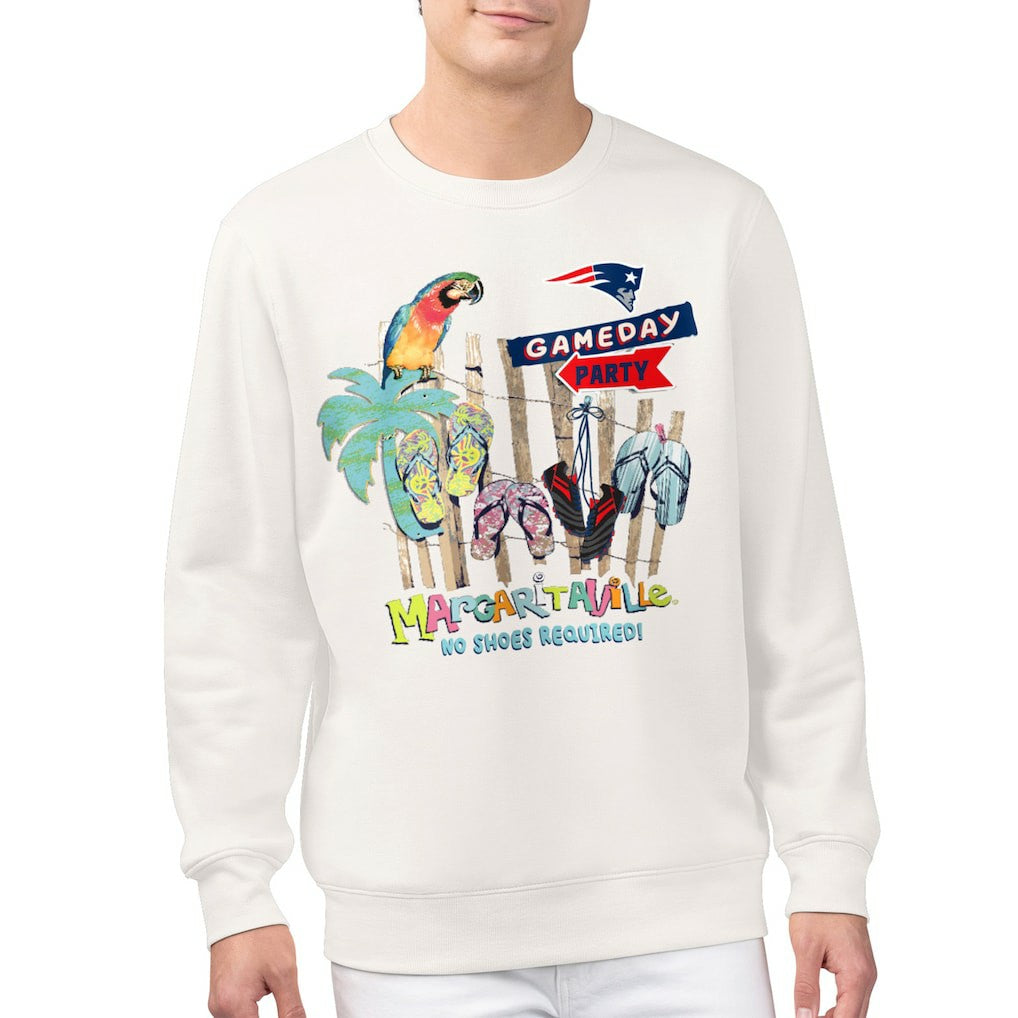 New England Patriots Margaritaville Gameday Party Fleece Sweatshirt Cream - NFL