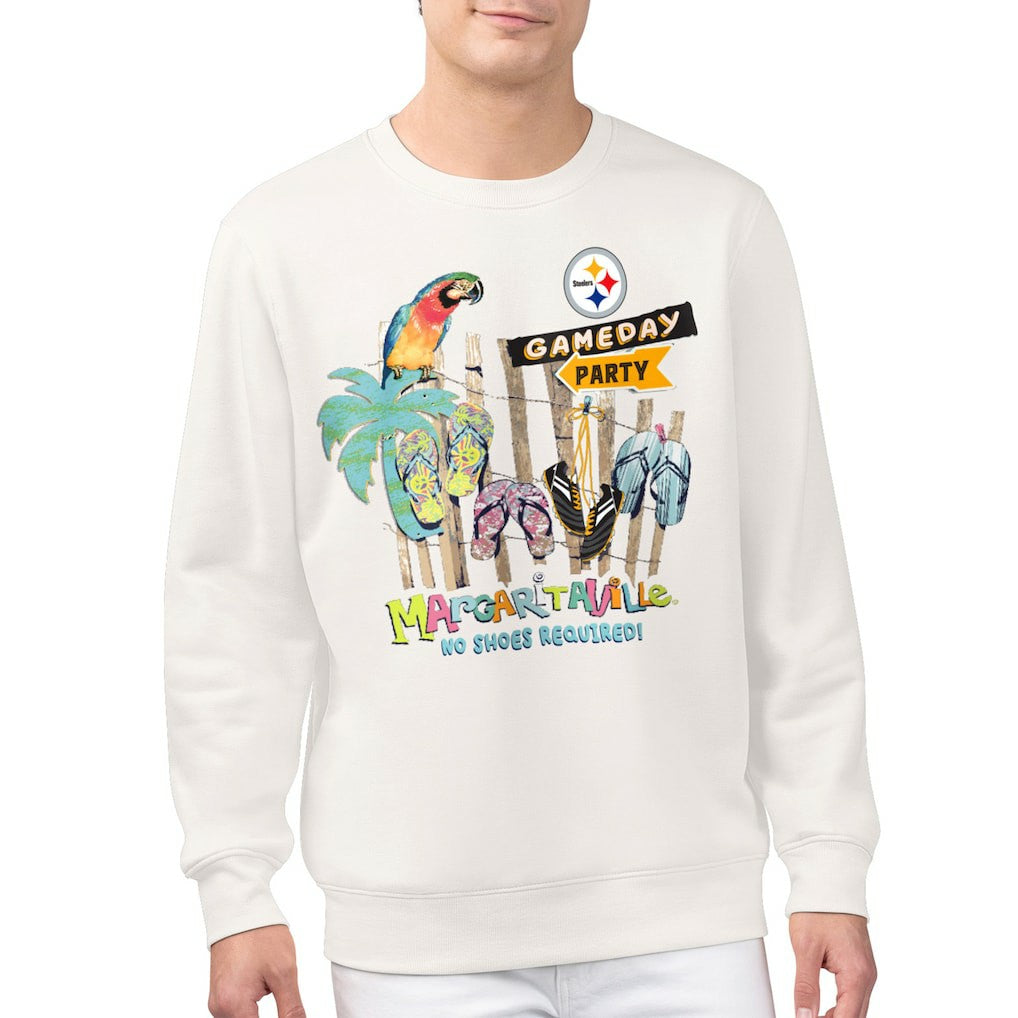 Pittsburgh Steelers Margaritaville Gameday Party Fleece Sweatshirt Cream - NFL