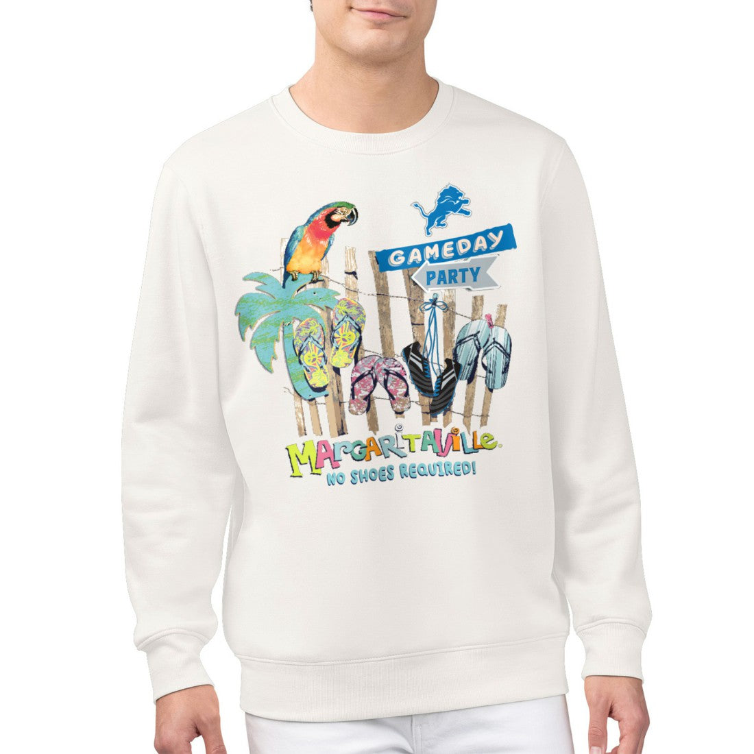 Detroit Lions Margaritaville Gameday Party Fleece Sweatshirt Cream - NFL