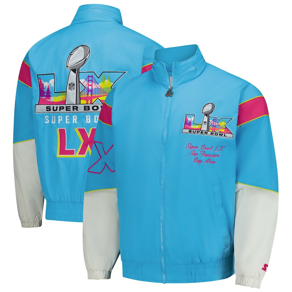 Super Bowl LX Starter The Gust Full-Zip Hooded Jacket Light Blue - NFL