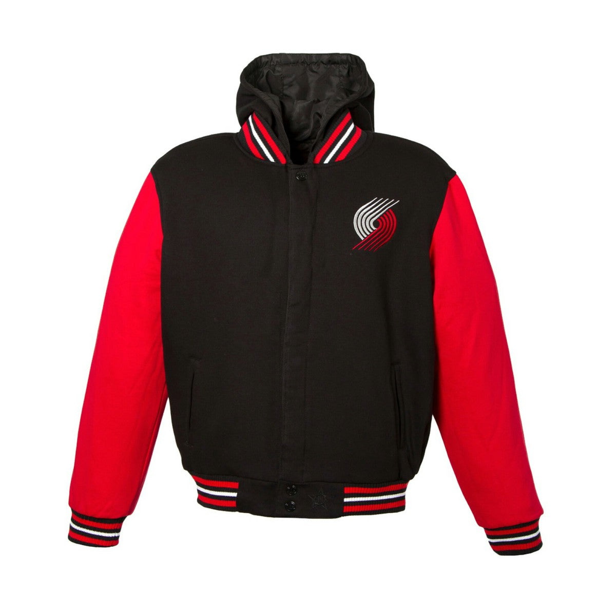 NBA - Portland Trail Blazers JH Design Youth Reversible Fleece Full-Zip Varsity Hoodie - Black