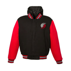 NBA - Portland Trail Blazers JH Design Youth Reversible Fleece Full-Zip Varsity Hoodie - Black