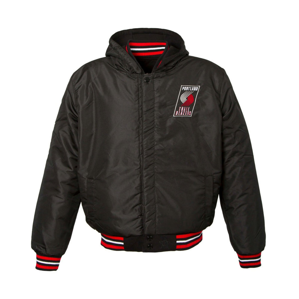 NBA - Portland Trail Blazers JH Design Youth Reversible Fleece Full-Zip Varsity Hoodie - Black