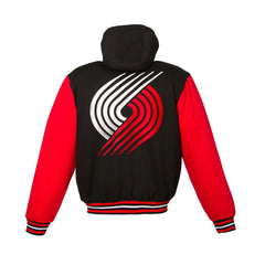 NBA - Portland Trail Blazers JH Design Youth Reversible Fleece Full-Zip Varsity Hoodie - Black