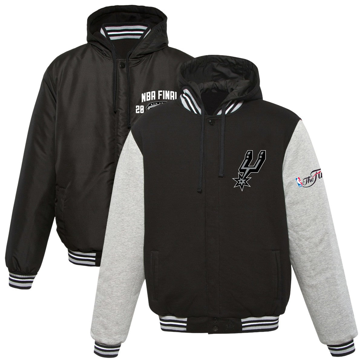 NBA - San Antonio Spurs JH Design 2014 NBA Finals Fleece Full-Zip Varsity Jacket - Black