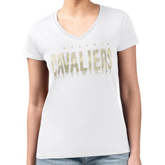 NBA - Cleveland Cavaliers G-III 4Her by Carl Banks Women's Super-Slim-Fit Metallic Drop Lightweight V-Neck T-Shirt - White