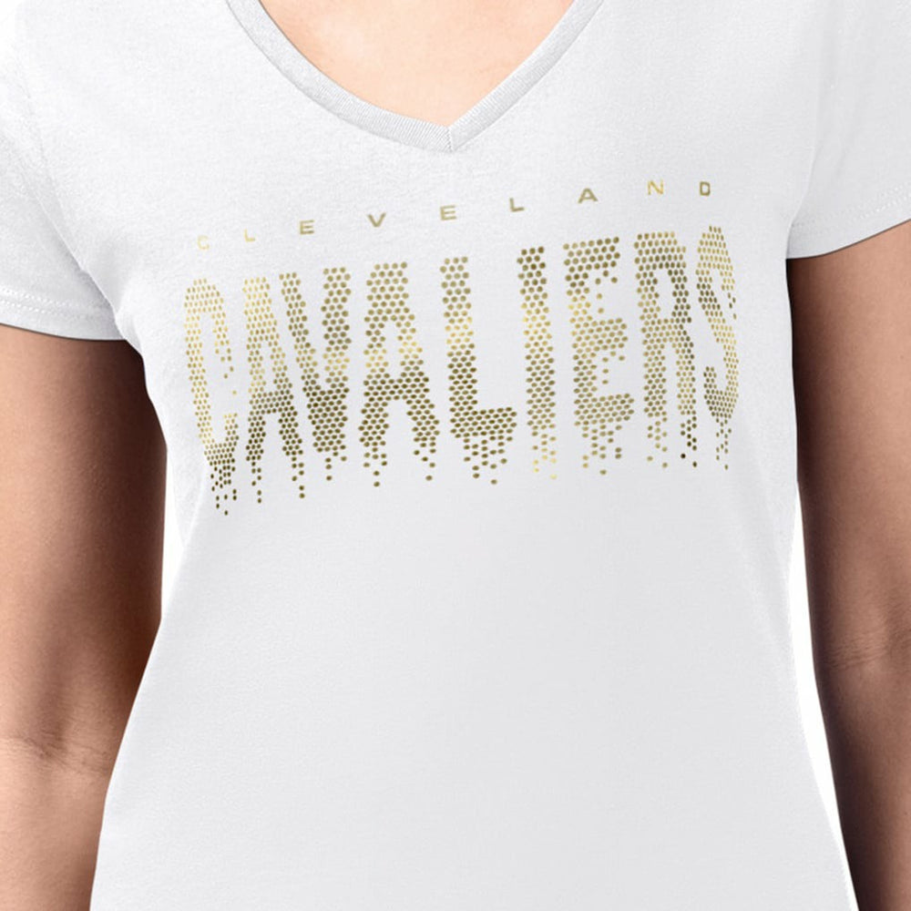 NBA - Cleveland Cavaliers G-III 4Her by Carl Banks Women's Super-Slim-Fit Metallic Drop Lightweight V-Neck T-Shirt - White