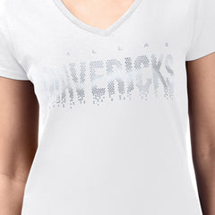NBA - Dallas Mavericks G-III 4Her by Carl Banks Women's Super-Slim-Fit Metallic Drop Lightweight V-Neck T-Shirt - White